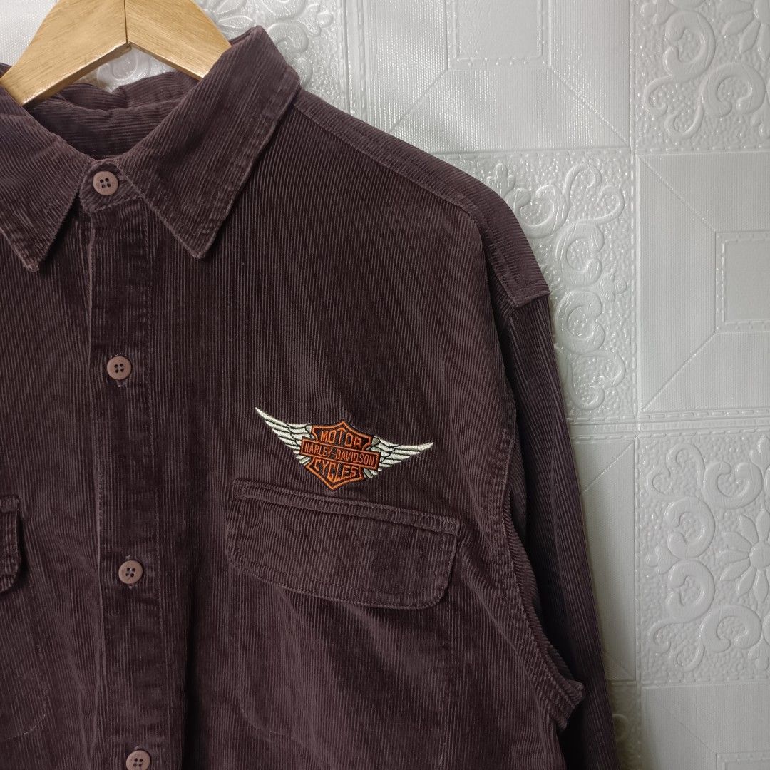 HARLEY DAVIDSON CORDUROY BUTTON DOWN JACKET Men s Fashion Coats