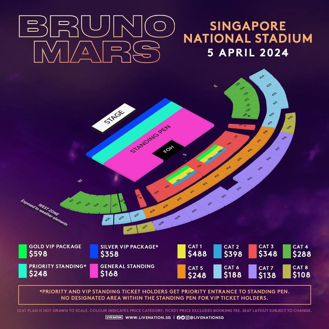 HTB Bruno Mars Singapore 2024 concert tickets, Tickets & Vouchers