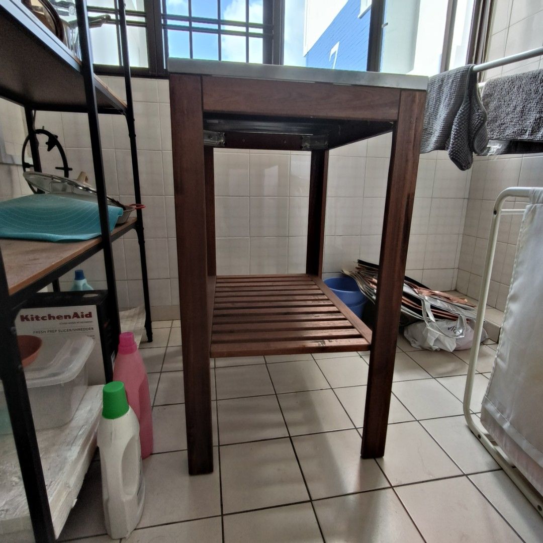 IKEA Applaro Klasen solid wood trolley with stainless steel top