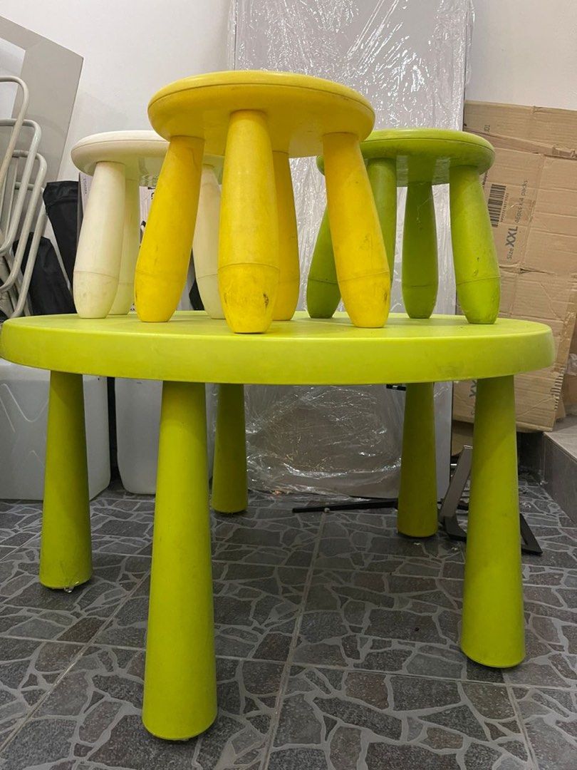 Ikea MAMMUT children table stool with 3 chairs Furniture Home