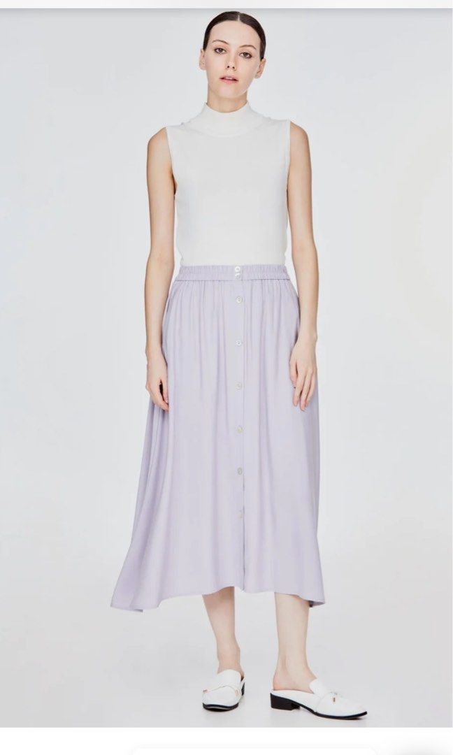 Elastic waist button front shop skirt
