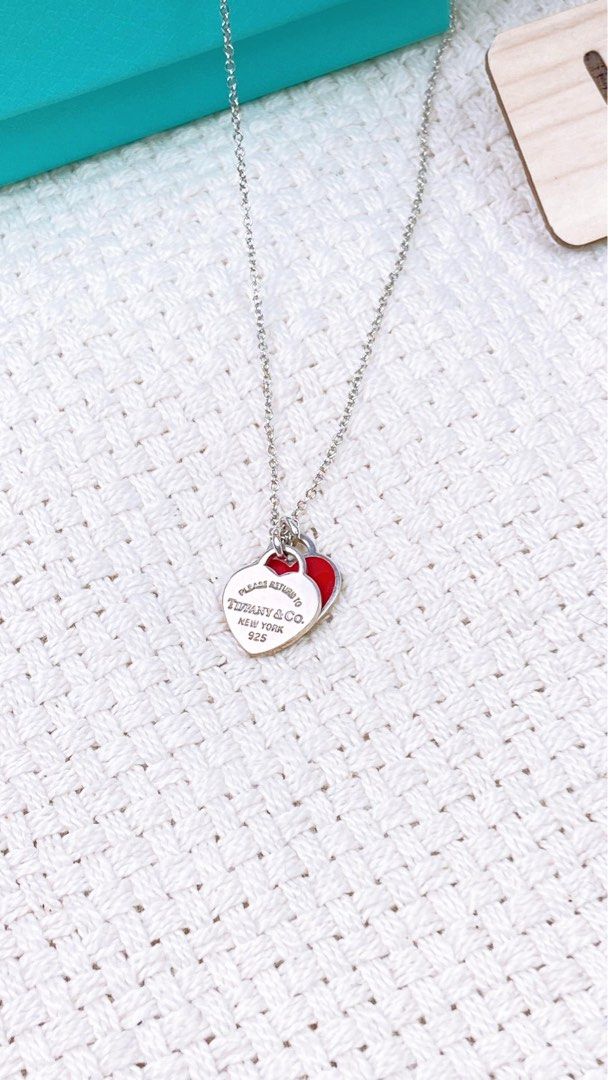 Tiffany & Co. | Jewelry | Tiffany Co Rtt Sterling Silver Necklace With Red  Outline | Poshmark