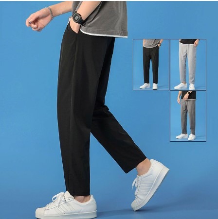 Mens Korean Style Casual Loose Wide Leg Pants Formal Office Long Trousers  Slacks