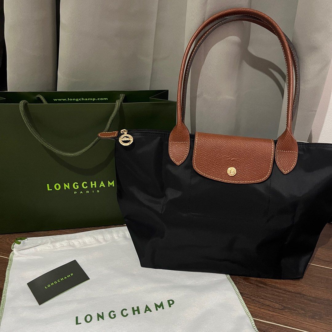 Longchamp Le Pliage Medium Long Handle in Black Luxury Bags