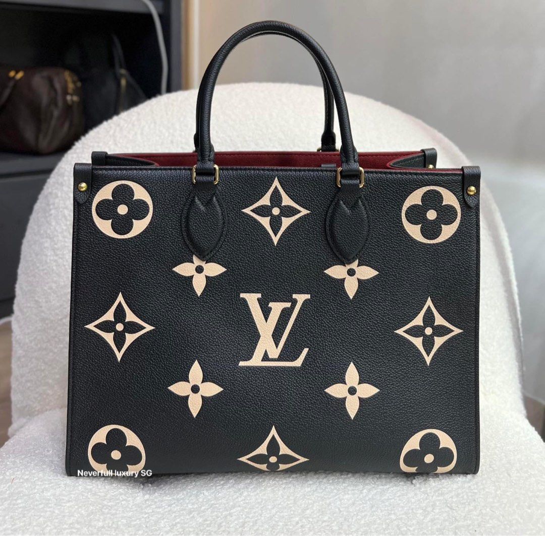 NO NEGO Louis Vuitton Onthego MM Bicolour Black Beige Monogram Empreinte Leather Bag Luxury Bags Wallets on Carousell