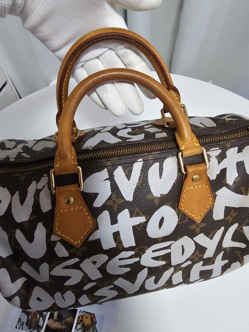 Louis Vuitton X Stephen Sprouse Monogram Graffiti Speedy 30 (Category: Luxury Bags & Wallets) located in Las Pinas. Submitted by mybagsfromthepast (Listing ID 1280046784, Image 2). Description: 100% Original Rare find‼️Limited Edition‼️ Iconic collaboration between Louis Vuitton and Stephen Sprouse featuring the iconic Speedy with Monogram Graffiti print on the classic Monogram Canvas. Very good vintage condition with light tarnishing of hardware