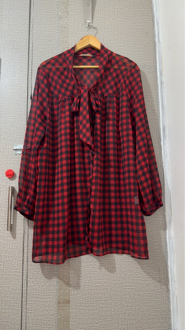 Draped Mesh Long Sleeve Blouse main image 0