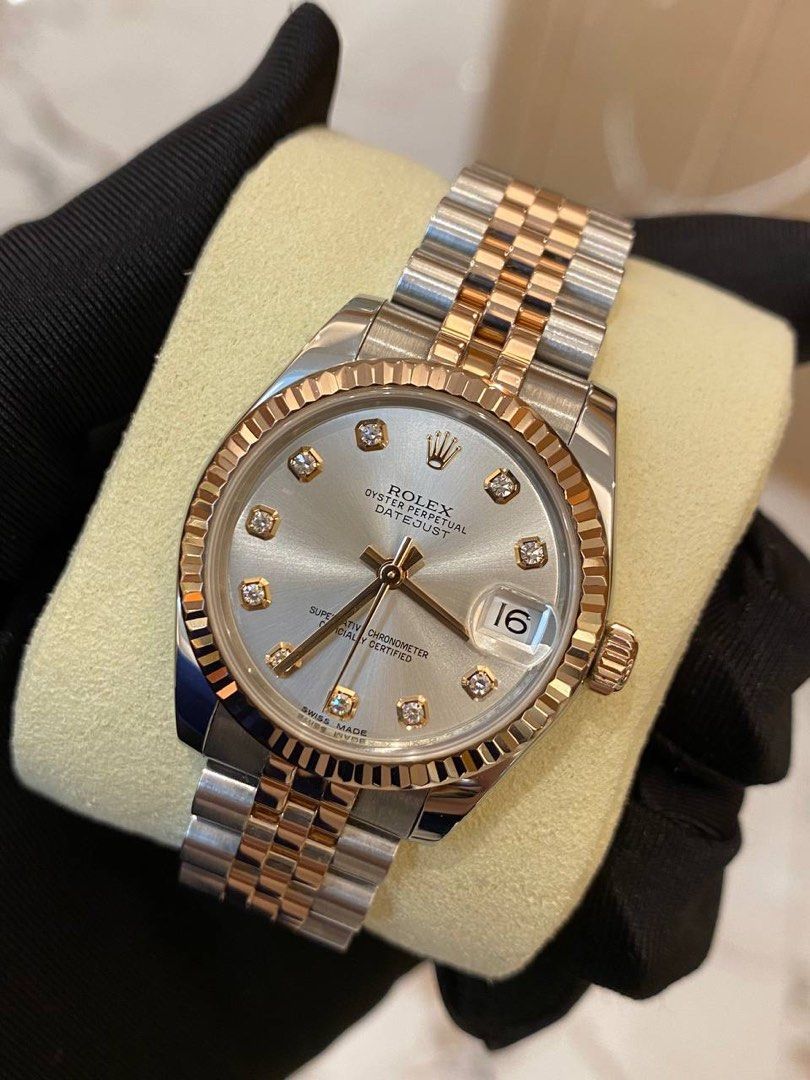 NEW YEAR SALE ROLEX DATEJUST 31 18K 750 ROSE GOLD REF 178271 GREY