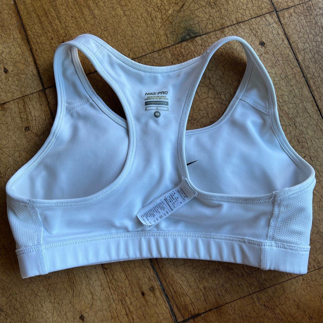 white nike pro sports bra