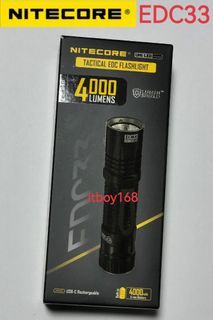 Nitecore EDC33 flashlight, 4000 lumens, built-in usb-c charging port and 4000mAh 18650 battery