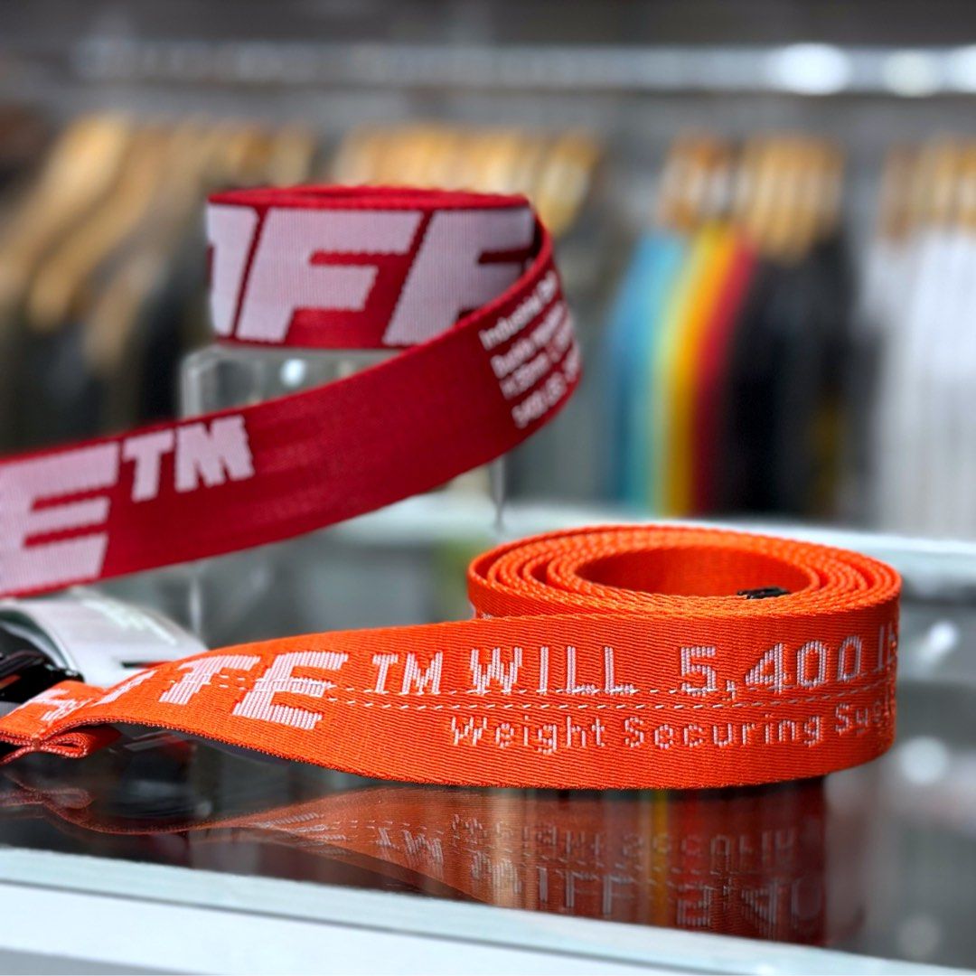 Off White Industrial Belt Orange and Red Women s Fashion Watches