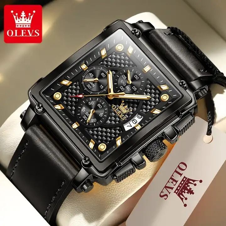 OLEVS 9925 Luxury Fashion Men Watches Gold Sport Square Big Quartz Watch for Men Waterproof Casual Business Men Watches