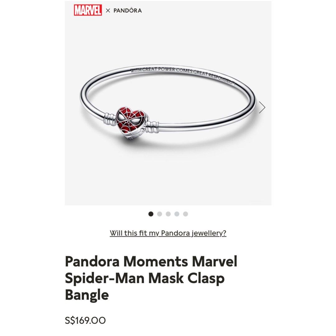 Pandora Moments Marvel Spider-Man Mask Clasp Bangle