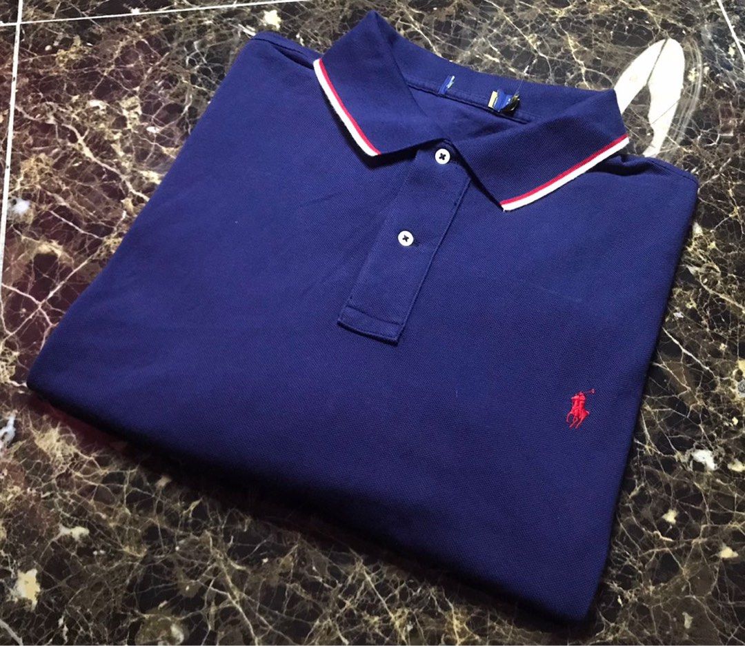 POLO RALPH LAUREN NAVY BLUE COLLAR TSHIRT BIG SIZE 3XL PIT 29