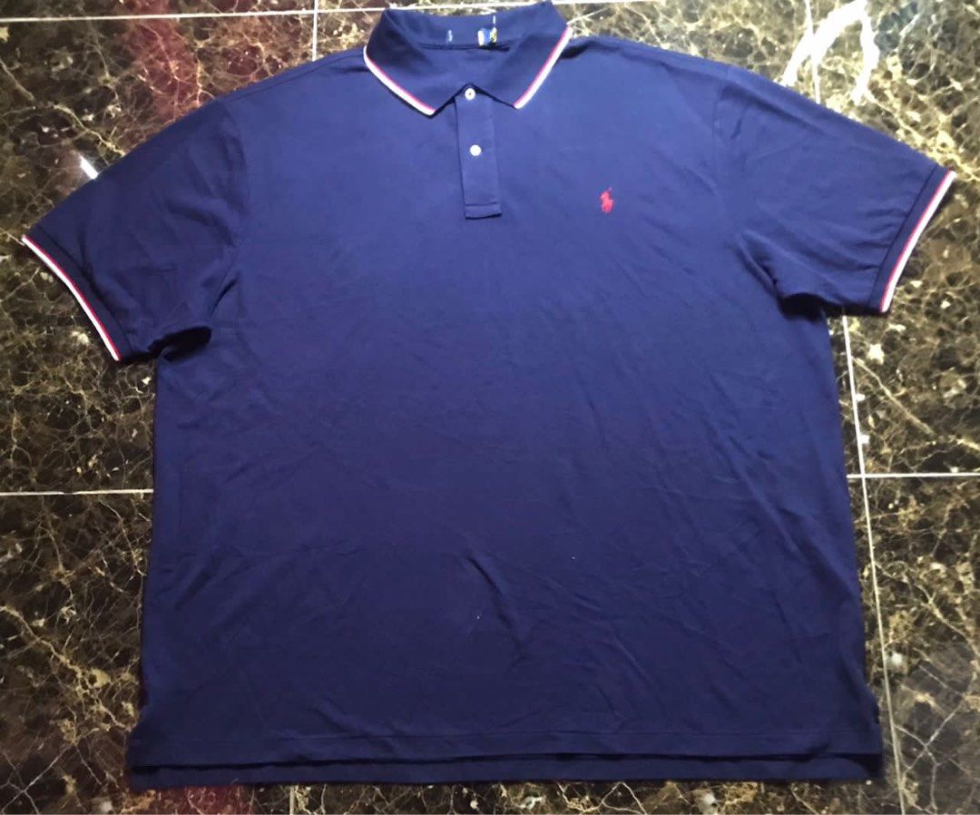 POLO RALPH LAUREN NAVY BLUE COLLAR TSHIRT BIG SIZE 3XL PIT 29