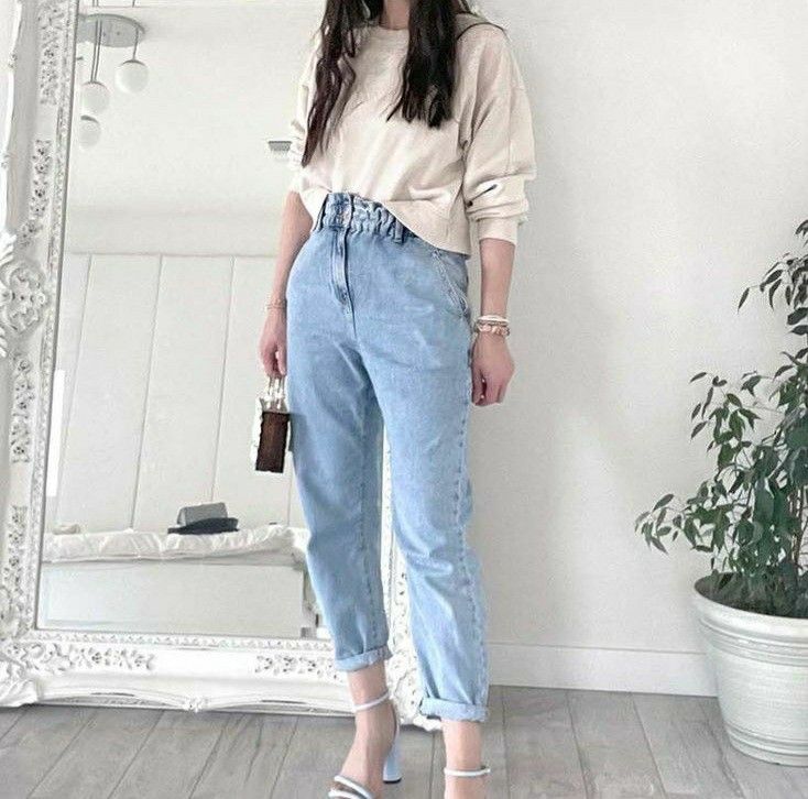 Primark | Jeans | Denim Co Primark Cares White High Rise Raw Bottom Womans  Size 6 | Poshmark