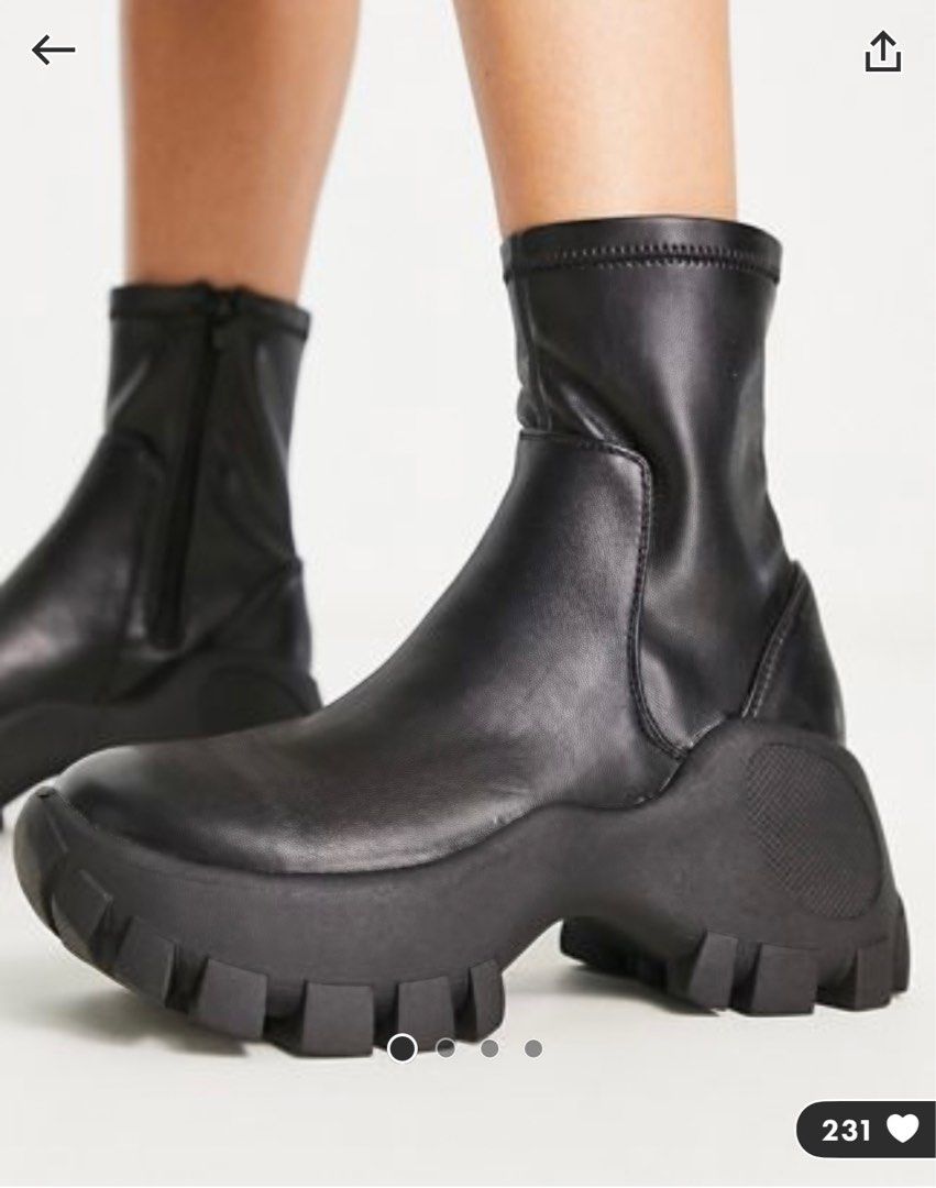 Public Desire Exclusive Nile cleared chunky sole boots in Black
