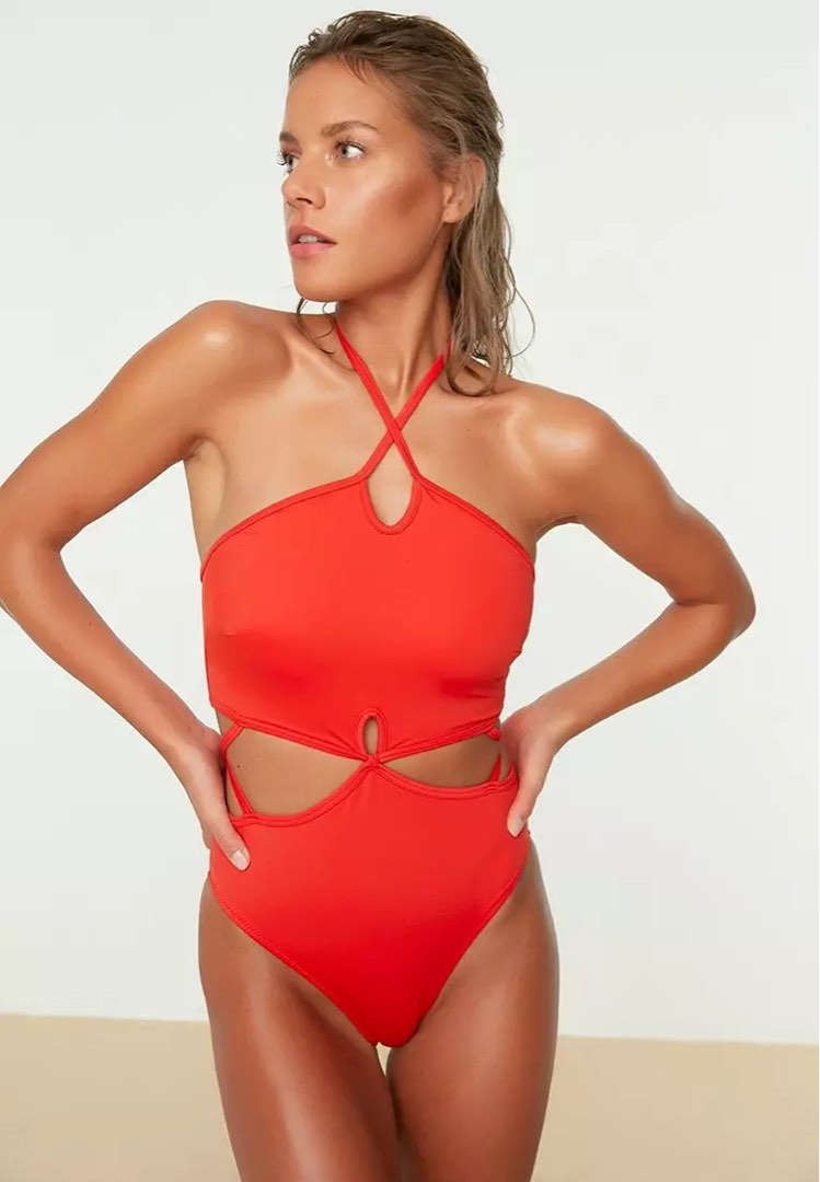 Red Cut Out Detailed Swimsuit, Women's Fashion, Swimwear, Bikinis &  Swimsuits on Carousell
