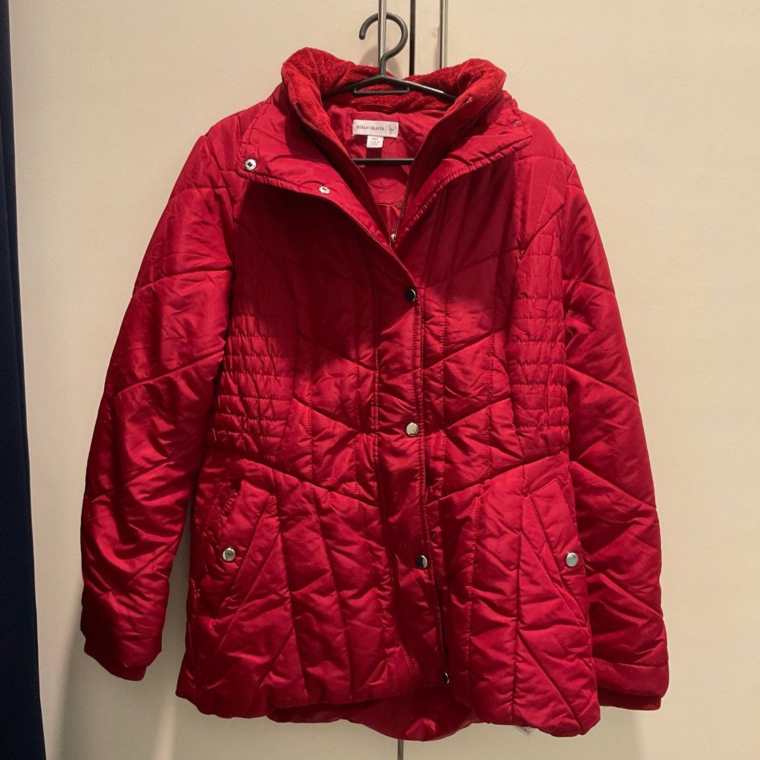 Red Puffer Hooded Jacket