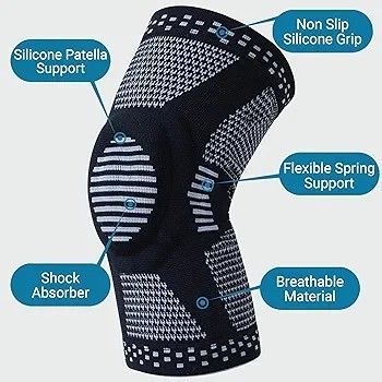 Single Pack Knee Brace, Knee Compression Sleeve Support with Patella Gel  Pad & Side Spring Stabilizers, Knee Protector for Running,Meniscus injured  Anti-slip Strips Stabilizers Sport Knee Protect Sleeve Protector for  Running,Meniscus injured