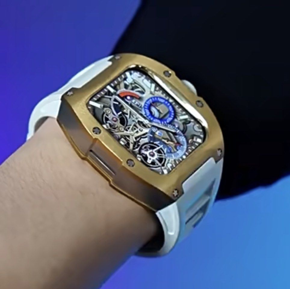 Titanium gold rm style design apple iwatch series 9 8 7 6 5 45mm