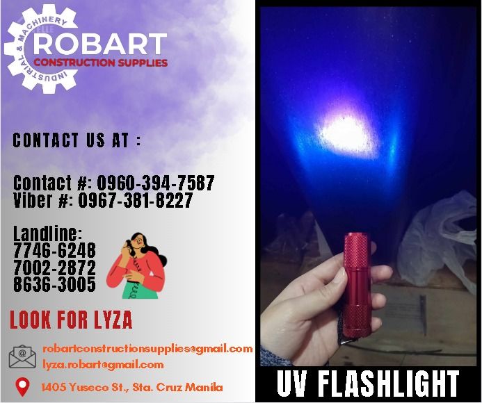 UV Flashlight (Category: Construction Tools & Equipment) located in Manila. Submitted by lyzarobart1999 (Listing ID 1280049333, Image 1). Description: UV Flashlight Red Casing 𝐒𝐄𝐍𝐃 𝐔𝐒 𝐌𝐄𝐒𝐒𝐀𝐆𝐄 𝐅𝐎𝐑 𝐈𝐍𝐐𝐔𝐈𝐑𝐈𝐄𝐒 ‼️ 0 9 6 7 3 8 1 8 2 2 7 0 9 6 0 3 9 4 7 5 8 7 𝐋𝐚𝐧𝐝𝐥𝐢𝐧𝐞 𝐍𝐮𝐦𝐛𝐞𝐫𝐬: 𝟕 𝟕 𝟒 𝟔 - 𝟔 𝟐 𝟒 𝟖 / 𝟕 𝟎 𝟎 𝟐 - 𝟐 𝟖 𝟕 𝟐 / 𝟖 𝟔 𝟑 𝟔 - 𝟑 𝟎 𝟎 𝟓 𝐋𝐎𝐎𝐊 𝐅𝐎𝐑 𝐋𝐘𝐙𝐀 𝘌𝘮𝘢𝘪𝘭: 𝘳𝘰𝘣𝘢𝘳𝘵𝘤𝘰𝘯𝘴