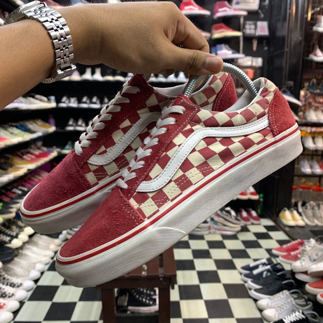 Vans old store skool red checkered