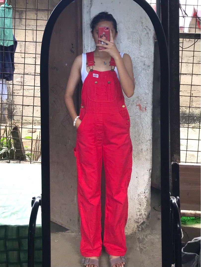 vintage dickies red overall jumpsuit Women s Fashion Dresses Sets Jumpsuits on Carousell