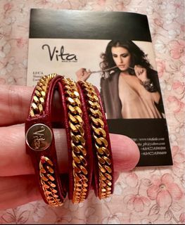 Vita Fede leather and chain bracelet