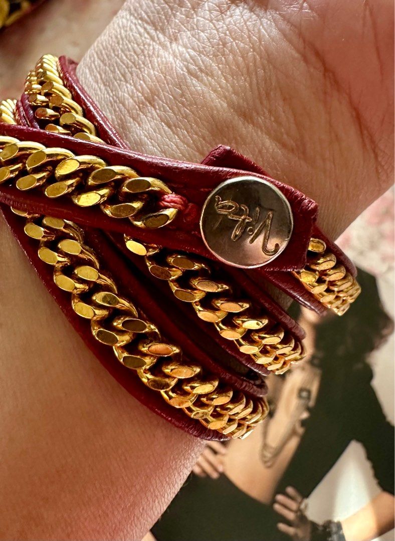 Vita Fede leather and chain bracelet