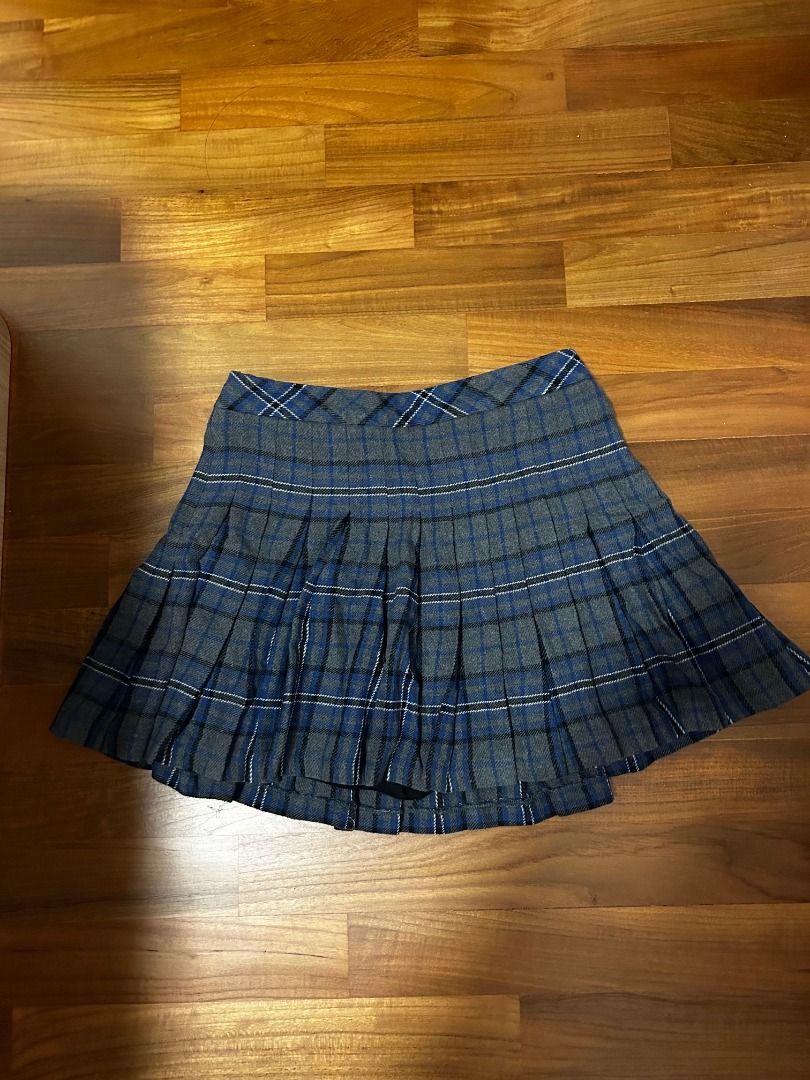 Zara Preppy Blue Plaid Pleated Tennis Skirt Women s Fashion