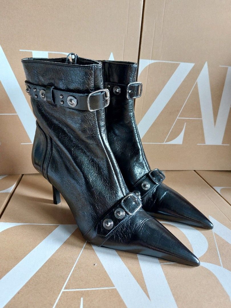 Studded leather ankle boots zara new arrivals