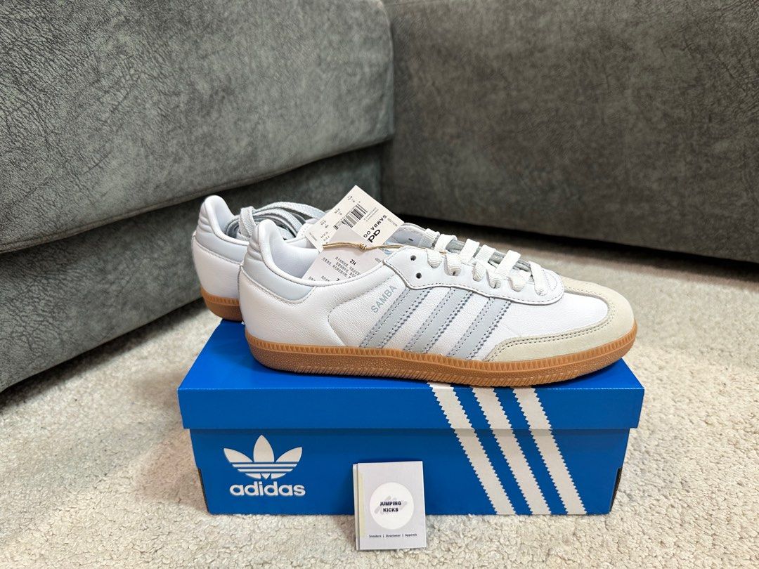 adidas gazelle silver green womens adidas Kids' Grade School Samba OG Shoes, Size 7, White/Blue