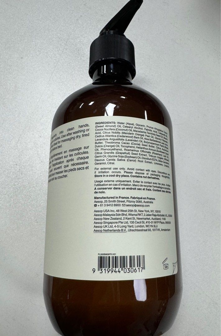 Aesop Resurrection Aromatique Hand Balm 500mL, Beauty & Personal Care ...