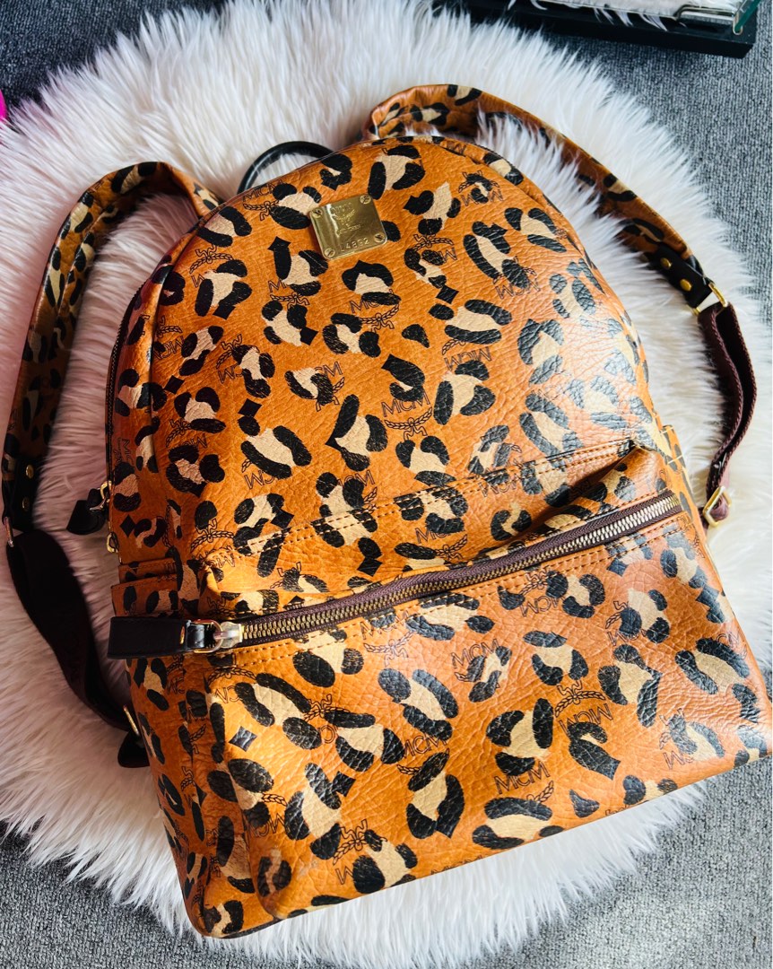 Mcm leopard backpack on sale