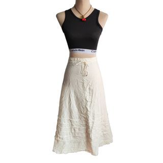 Ayllu Cream Maxi Skirt Highwaist a line flared plus size