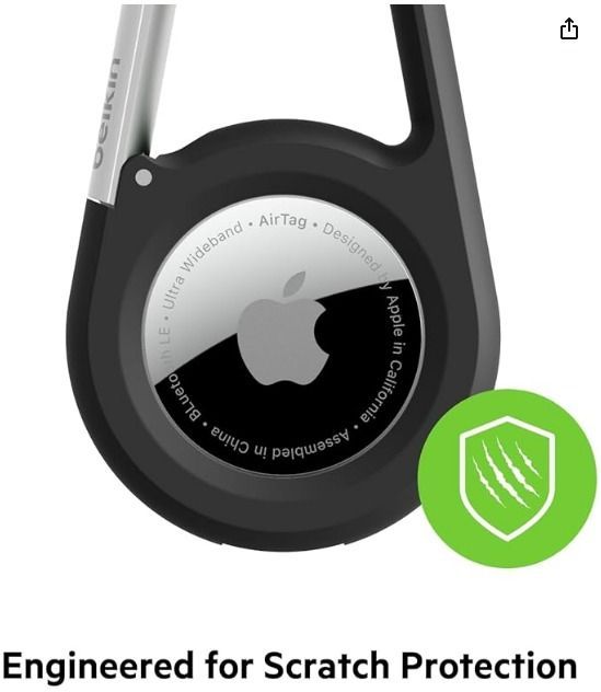 Belkin Apple AirTag Secure Holder with Key Ring - Durable Scratch Resistant  Case With Open Face & Raised Edges - Protective AirTag Keychain Accessory