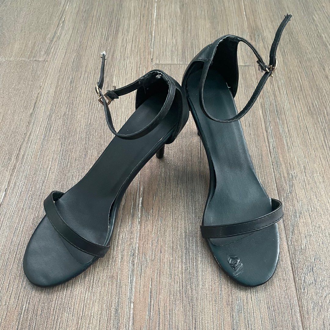 Black ankle strap heels size 5 hot sale