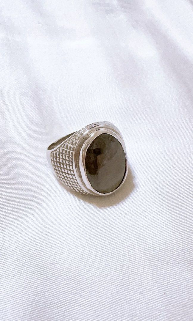 Black star sapphire white gold chrome ring Women s Fashion