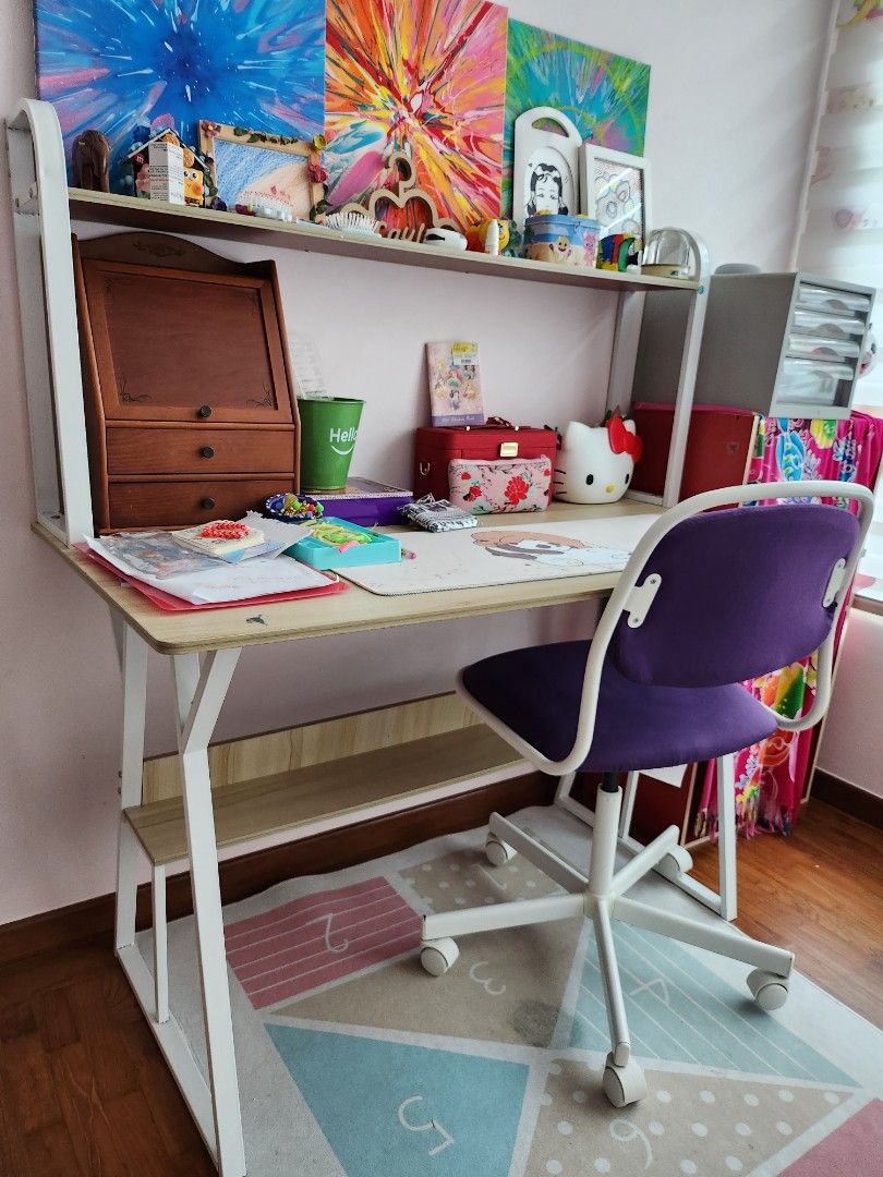 White and sale brown study table