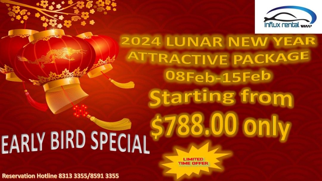 Car Rental Woodlands 11 Influx Auto 2024 CNY Car Rental Package, Cars