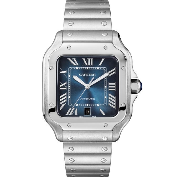 Cartier santos blue dial online