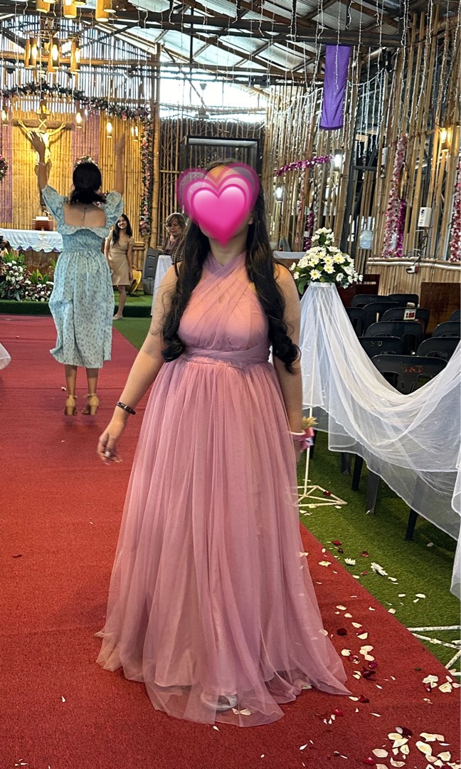 Casual Old Rose Pink Infinity Dress for Bridal Entourage