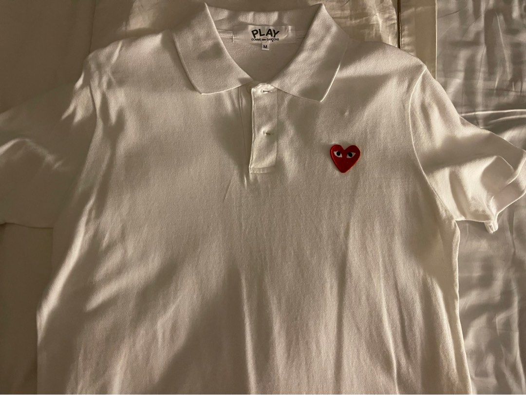 cdg polo shirt white