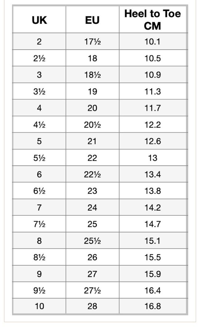 Stride rite size chart best sale