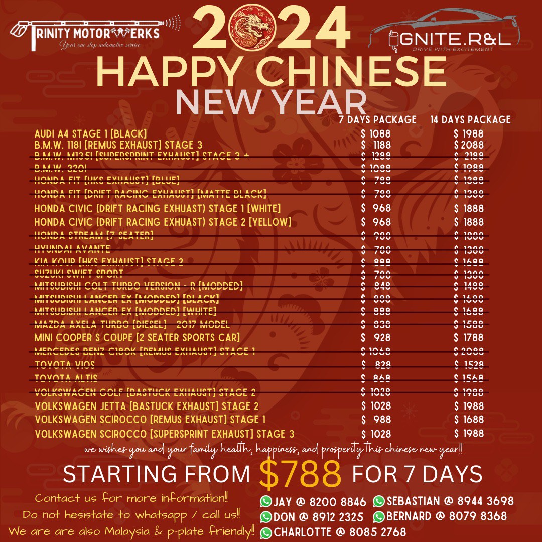 chinese new year car rental package 2025 singapore