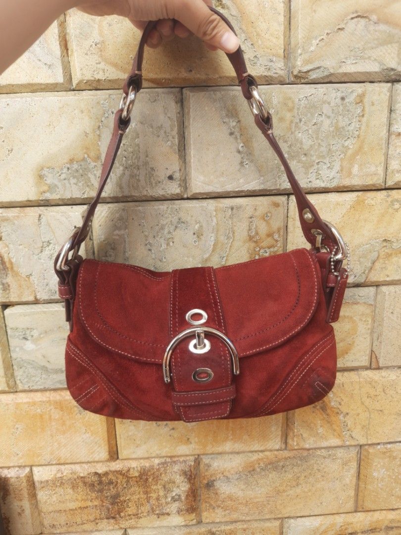 Coach Soho Red Suede Flap Shoulder Bag Coach soho shoulder bag red