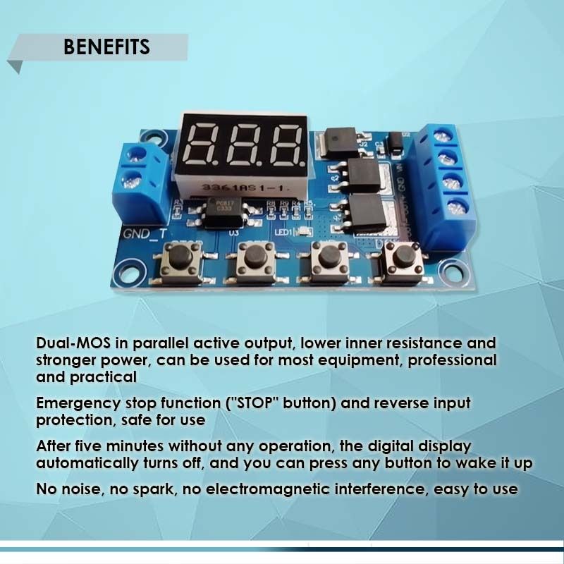 DC 5-36V DIGITAL LED RELAY BOARD DUAL-MOS TRIGGER CYCLE TIMING CIRCUIT SWITCH TIMER DELAY MODULE (Category: Electrical, Adaptors & Sockets) located in Quezon City. Submitted by besteinpc (Listing ID 1278511184, Image 3). Description: DC 5-36V DIGITAL LED RELAY BOARD DUAL-MOS TRIGGER CYCLE TIMING CIRCUIT SWITCH TIMER DELAY MODULE FEATURES: 👉Voltage: DC 5V~36V. 👉Trigger Signal Source: High voltage level trigger (3.0V~24V), signal ground and syste