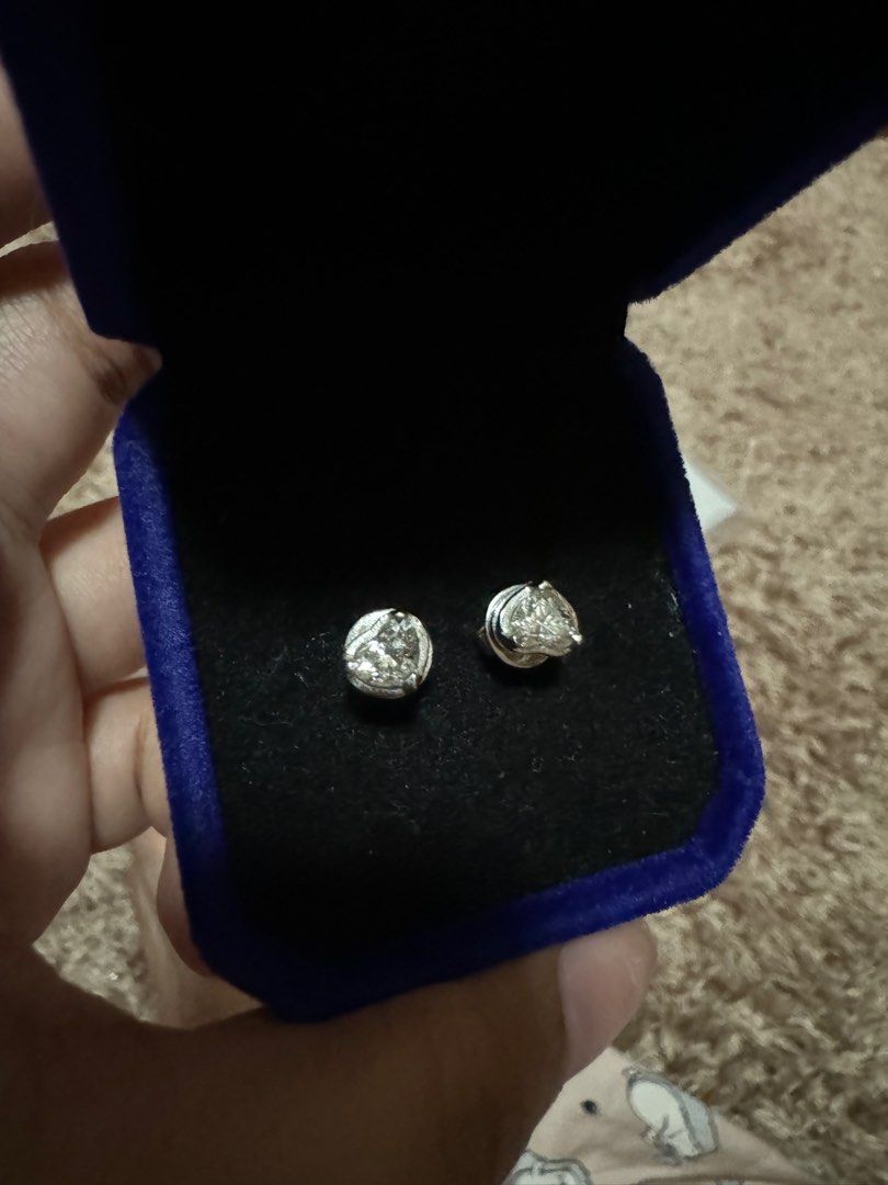 DIAMOND HEART STUD EARRINGS (Category: Earrings) located in Manila. Submitted by DocDenP (Listing ID 1280545989, Image 1). Description: Diamond Stud Heart Earrings in Enlarger setting .5 ct and .51 ct With GIA cert NATURAL DIAMONDS! .