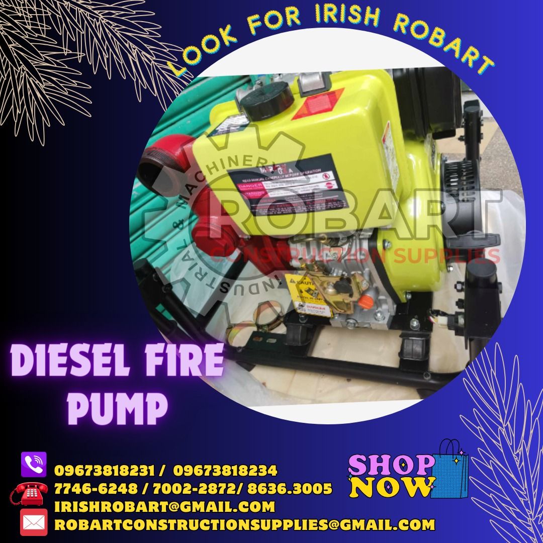 Diesel fire pump (Category: Construction Tools & Equipment) located in Manila. Submitted by irishrobart_22 (Listing ID 1280483072, Image 1). Description: Diesel fire pump brand: Marpro SEND US MESSAGE FOR INQUIRIES ‼️‼️ LOOK FOR IRISH ROBART VBR : 0 9 6 7 3 8 1 8 2 3 1/ 0 9 6 7 3 8 1 8 2 3 4 LANDLINE 8-6 3 6 3 0 0 5 / 7 7 4 6 -6 2 4clevis hanger 8 / 7 0 0 2-2 8 7 2 GMAIL: I R I S H R O B A R T @ G M A I L . C O M Office Address: 1405 Yuseco St. S